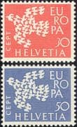 Switzerland 1961 Europa/ Doves/ Birds/ Nature/ Peace/ Animation/ Design 2v set (ex1030)