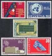 Switzerland 1970 UPU / Building / UN / United Nations / Fireman / Telex / Welfare 5v n38692