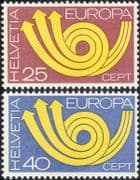 Switzerland 1973 Europa/ CEPT/ Communication/ Posthorn/ Arrows/ Animation 2v set (ex1054)