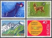 Switzerland 1976 Tourism/ Skating/ Mountains/ Deer/ Frog/ Sports/ Animals/ Nature 4v set (n42552)