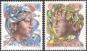Switzerland 1986 Europa/ Woman/ Man/ Heads/ People/ Animation/ Art 2v set (n45940)