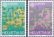 Switzerland 1988 Europa/ Communications/ Transport/ Maps/ Computers 2v set (ch1076)