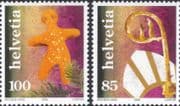 Switzerland 2005 Christmas/ Greetings/ Tree/ Gingerbread Man/ Mitre/ Crozier 2v set (n46072)