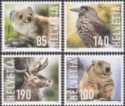 Switzerland 2014 Deer/ Weasel/ Marmot/ Nutcracker/ Animals/ Birds/ Nature/ Wildlife 4v set (ch1011)