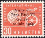 Switzerland (ILO) 1969 Papal Visit/ Pope Paul VI/ Surcharge/ Overprint/ People 1v (ch1046)