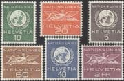 Switzerland (UN Offices) 1955 United Nations/ Definitives/ Statue/ Emblem 6v set (b7500a)