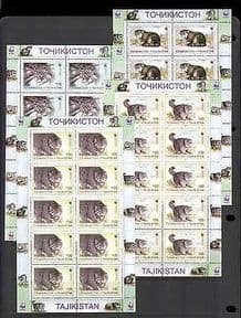Tajikistan 1996 WWF Wild CATS 4v set SHEETS ref:n21017