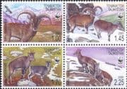 Tajikistan 2005 WWF Wildlife/ Blue Sheep/ Bharal/ Animals/ Nature 4v block (n16195)