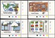 Tanzania 1985 Cotton/ Textiles/ Diamonds/ Mining/ Train/ Plane/ Truck/ Ship/ Flags/ Transport/ Economy/ Business/ Industry 4v set (n44738)