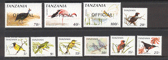 Tanzania 1990 Birds  /  Raptor 'Official' 10v set (s2541)
