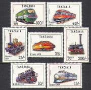 Tanzania 1991 Steam Engines / Trains / Railway 7v set s2540