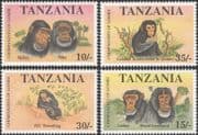 Tanzania 1992 Chimpanzees/ Apes/ Animals/ Nature/ Wildlife/ Conservation 4v set (n13223)