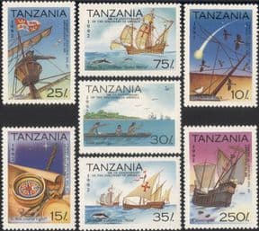 Tanzania 1992 Discovery of America/ Sailing Ships/ Columbus/ Sail/ Boats/ Transport/ History 7v set (b5918)