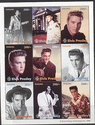 Tanzania 1992 Elvis Presley  /  Music  /  Film  /  Cinema 9v sheet ref:b3616