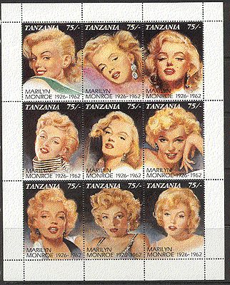 Tanzania 1992 Marilyn Monroe / Film / Cinema 9v sht (s2433)