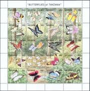 Tanzania 1993 Butterflies/ Insects/ Nature / Butterfly/ Wildlife 20v sheet (s2474f)