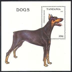 Tanzania 1993 Dobermann  /  Dogs  /  Pets  /  Domestic Animals  /  Nature 1v m  /  s (s2620)