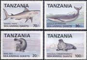 Tanzania 1993 Whale/ Shark/ Seal/ Walrus/ Marine Animals/ Nature/ Wildlife 4v set (b6002e)