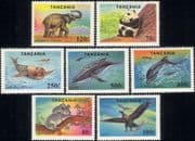 Tanzania 1994 Panda/ Eagle/ Koala Bear/ Elephant/ Dolphin/ Animals/ Birds/ Wildlife 7v set (n13237)