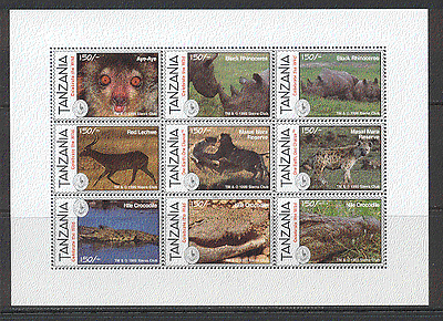 Tanzania 1995 Crocodile  /  Cats  /  Rhino  /  Hyena  /  Deer sht s2430