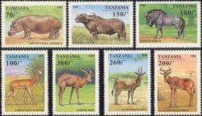 Tanzania 1995 Hippo/ Antelopes/ Gazelle/ Animals/ Nature/ Wildlife 7v set (b8292a)