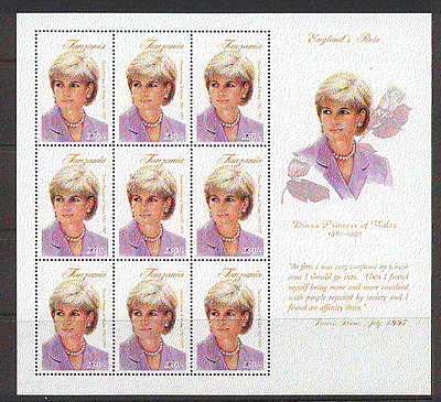 Tanzania 1998 Diana / Royalty 9v sht ref:s2425