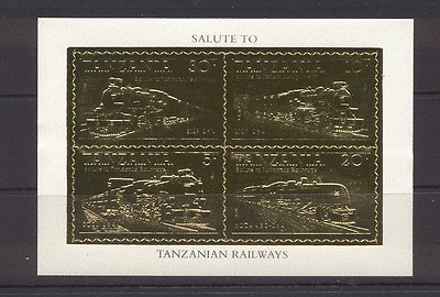 Tanzania GOLD Trains / Rail / Transport 4v shtlt (n10811)