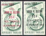 Togo 1962 John Glenn/ Space Flight Overprint/ Astronauts 2 x 1v RED and BLACK surcharge (n41408)