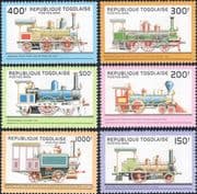 Togo 1996 Steam Engines/ Trains / Locomotives/ Rail/ Railways/ Transport 6v set (s1780a)