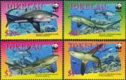 Tokelau 2002 WWF/ Pelagic Thresher Sharks/ Marine/ Nature/ Wildlife 4v set (s1977)