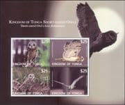 Tonga 2012 Short-eared Owl/ Owls/ Raptors/ Birds/ Nature/ Wildlife 4v m/s (s5346a)