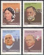 Transkei 1983 Medical/ Pasteur/ Jenner/ Nightingale/ Mendel/ People/ Health 4v set (n22739)