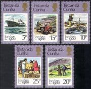 Tristan da Cunha 1980 Ship/ Tractor/ Harbour/ Crane/ Mail/ Post/ StampEx 5v set n41669