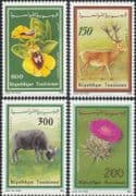 Tunisia 1990 Bee Orchid/ Thistle/ Red Deer/ Buffalo/ Plants/ Nature 4v set (s4137s)