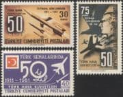 Turkey 1961 Turkish Air Force 50th Anniv/ Ataturk/ Rockets/ Military/ Eagle 3v set n24179