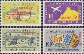 Turkey 1965  Archery/ Horses/ Plane/ Castle/ Stamp-on-Stamp/ StampEx/ Transport  4v set (n45173a)