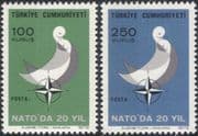Turkey 1972 20th Anniversary NATO Membership/ Doves/ Birds/ Military/ Organizations/ Animation 2v set (n45459)