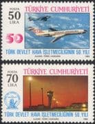 Turkey 1983 Aviation/ Planes/ Aircraft/ Airline/ Airport/ Buildings/ Commerce/ Business/ Transport 2v set (n44892)