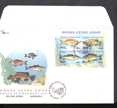 Turkey 2005 FISH / Environment / Nature 4v m / s FDC (n14910)