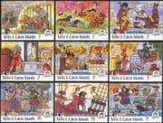 Turks & Caicos 1985 Disney/ Pirates/ Parrot/ Dog/ Pigs/ Music/ Cartoons/ Animation 9v set (b158a)