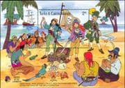 Turks & Caicos 1985 Disney/ Pirates/ Parrots/ Crab/ Ship/ Films/ Cinema/ Cartoons/ Animation 1v m/s (b158)