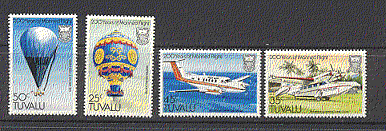 Tuvalu 1983 Planes / Flight / Air Ballons 4v set ref:b7606