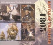 Tuvalu 2005 Battle of Trafalgar/ Nelson/ Sailing Ships/ Royal Navy/ Military 4v m/s (n15538m)