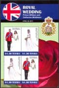 Tuvalu 2011 Prince William/ Kate/ Royal Wedding/ Royalty/ People 4v m/s (n41100)