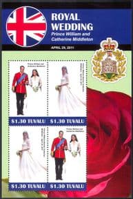 Tuvalu 2011 Prince William/ Kate/ Royal Wedding/ Royalty/ People 4v m/s (n41100)