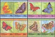 Tuvalu (Vaitupu) 1985 Butterflies/ Insects/ Nature 8v set (4 x pairs) (b5221e)