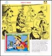 Uganda 1992 Disney/ Goofy/ Grasshopper/ Film/ Cinema/ Cartoons/ Animation/ Insects 1v m/s (b409f)
