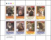 Uganda 1994 Chimpanzee/ Baboon/ Zebra/ Cheetah/ Dog/ Animals/ Wildlife/ Nature 8v m/s (s1032d)