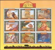 Uganda 1994 Disney/ Films/ Lion King/ Cinema/ Ape/ Wild Pig/ Cartoons 9v sht ( n15717)