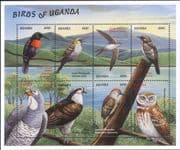 Uganda 1999 Owl/ Woodpecker/ Osprey/ Sunbird/ Buzzard/ Birds/ Nature 8v sht (b5069h)